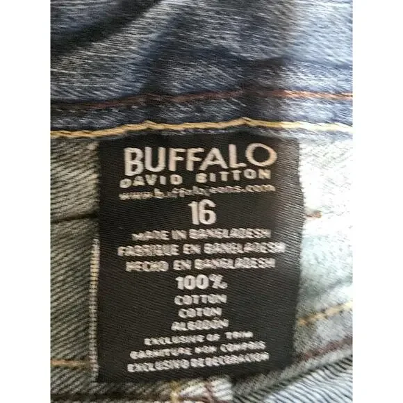 Buffalo David Bitton Jeans Girls 16 Blue Denim Stretch Mid Rise Straight Leg - Picture 4 of 10